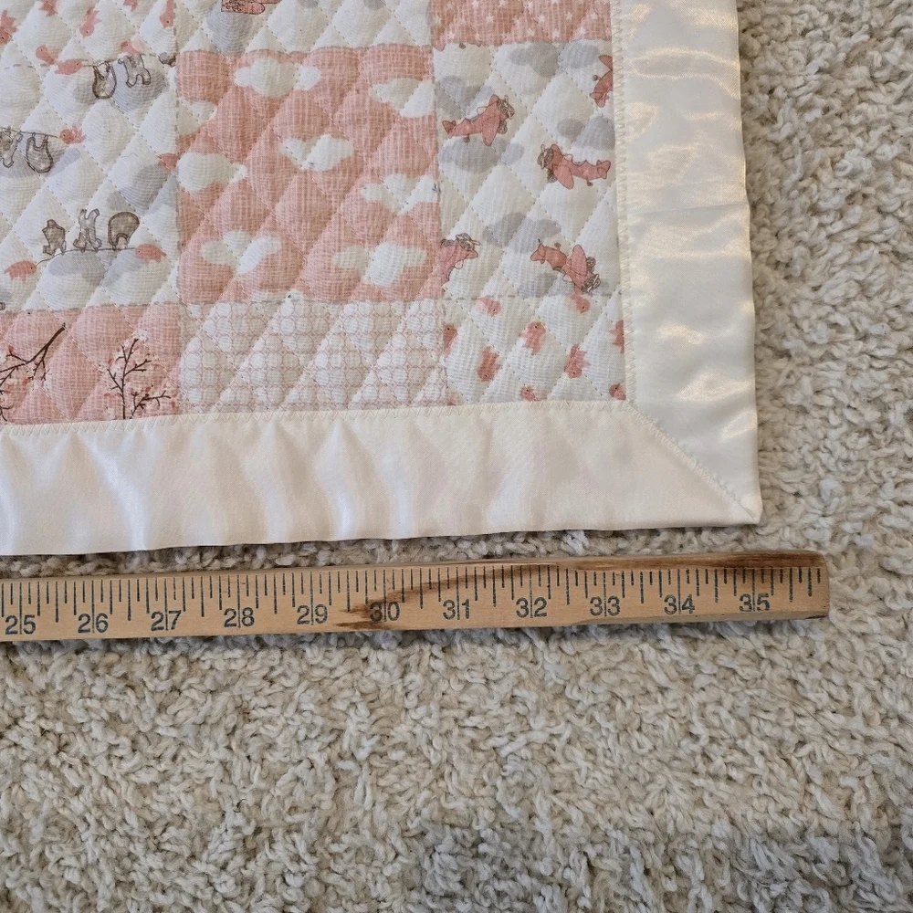 Precious Hand Made Baby Quilt Satin Edge Castles Sailboats Hotair Balloons